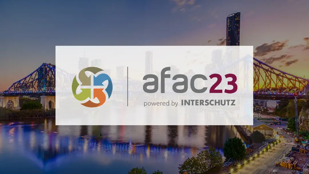 A promotional image for the afac23 conference, showcasing the event logo and a cityscape