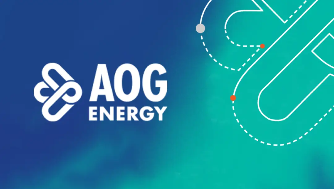 The branding for AOG Energy, a company focused on the energy sector