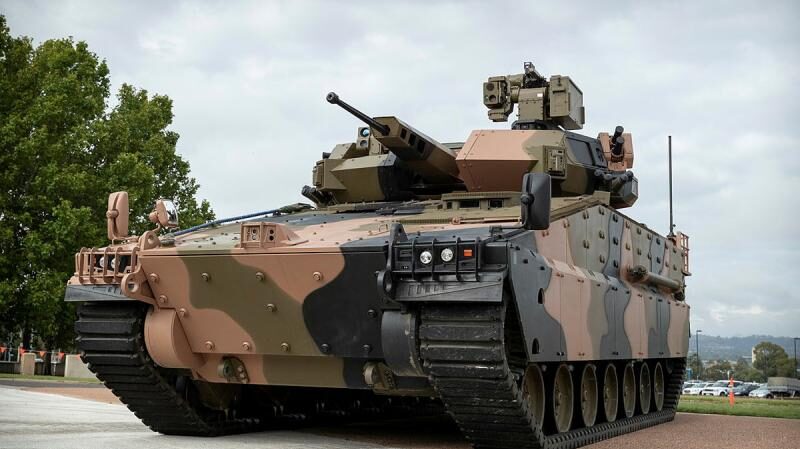 A Redback infantry fighting vehicle on display in Canberra.